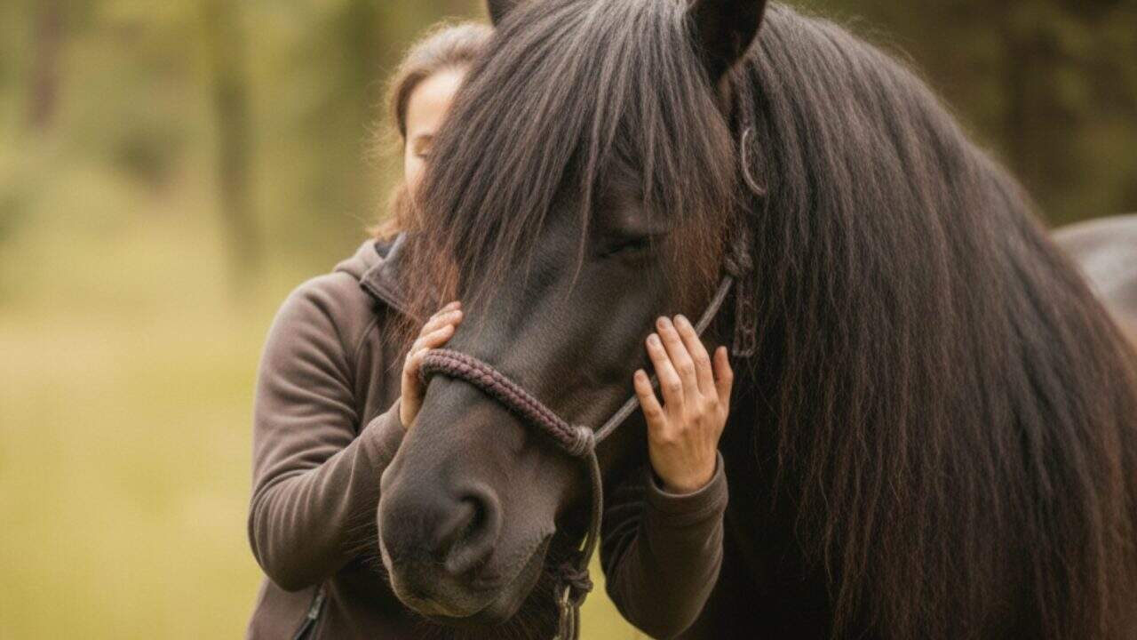 Volwassen cliënt volgt paardencoaching voor persoonlijke ontwikkeling